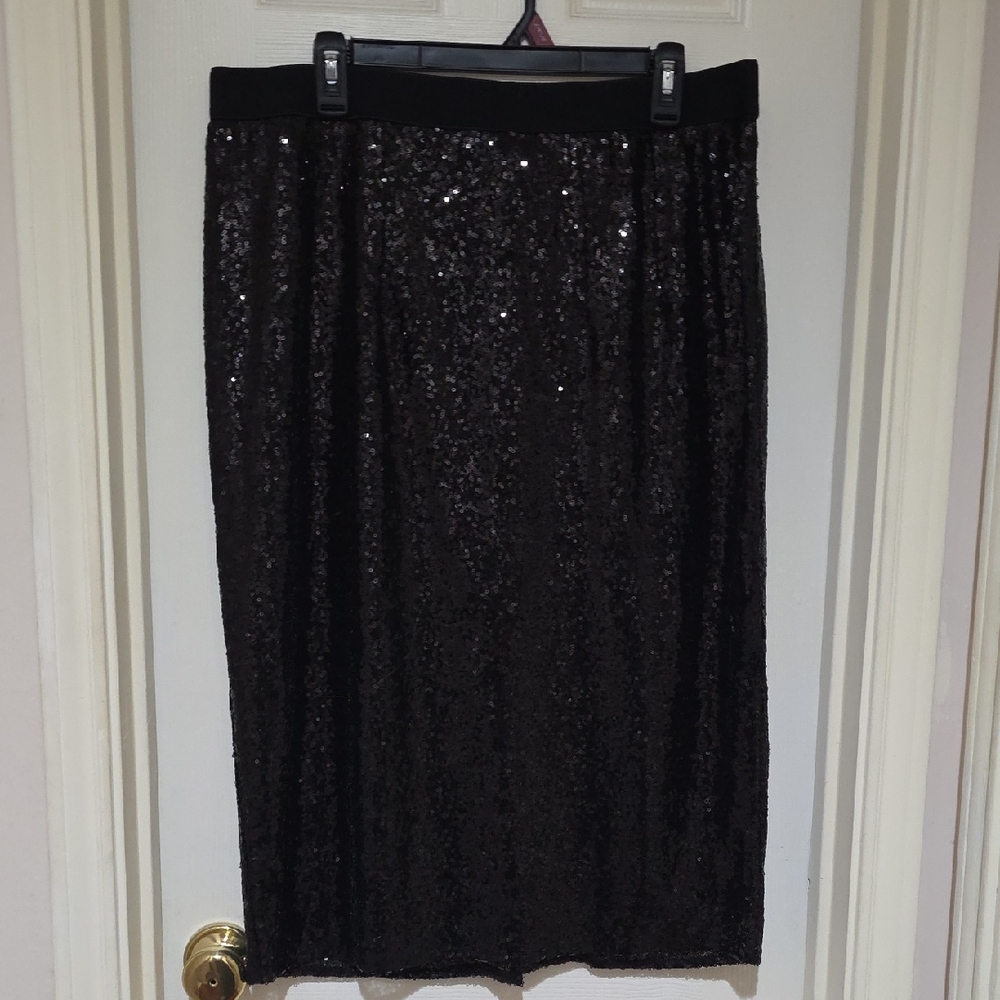 Lane Bryant Black Sequin Pencil Skirt
